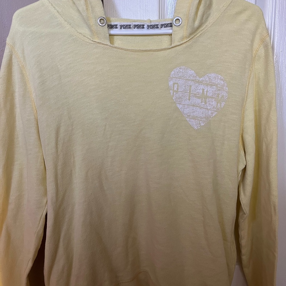 PINK Victoria's Secret Yellow Heart Sweatshirt
